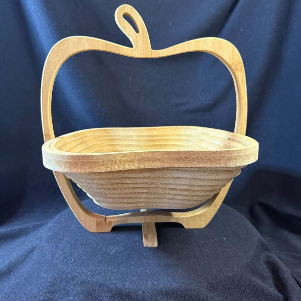 Bamboo Apple Collapsible Fruit Basket Trivet